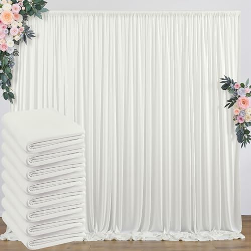 40 ft x 10 ft Wrinkle Free Ivory Backdrop Curtain for Wedding Parties, Polyester Ivory Photo Backdrop Drapes 8
