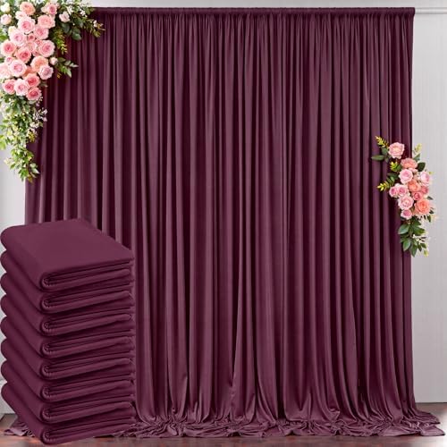 40 ft x 10 ft Wrinkle Free Maroon Backdrop Curtain for Parties, Polyester Burgundy Photo Backdrop Drapes 8