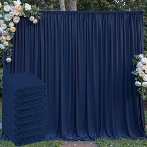 40 ft x 10 ft Wrinkle Free Navy Blue Backdrop Curtain for Parties, Polyester Photo Backdrop Drapes, Thick