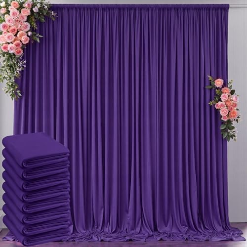 40 ft x 10 ft Wrinkle Free Purple Backdrop Curtain for Parties, 5ft x 10ft 8 Panels Polyester Purple Photo