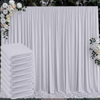 40 ft x 10 ft Wrinkle Free Silver Backdrop Curtain for Parties, Polyester Silver Grey Backdrop Drapes 8 Panels