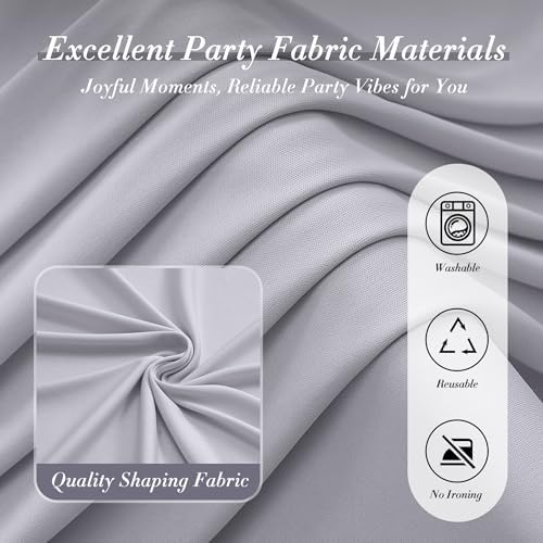 40 ft x 10 ft Wrinkle Free Silver Backdrop Curtain for Parties, Polyester Silver Grey Backdrop Drapes 8 Panels, alternate