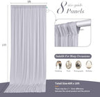 40 ft x 10 ft Wrinkle Free Silver Backdrop Curtain for Parties, Polyester Silver Grey Backdrop Drapes 8 Panels, alternate