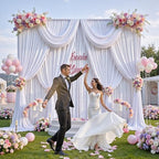 40 ft x 10 ft Wrinkle Free White Backdrop Curtain for Wedding Parties, Polyester Photo Backdrop Drapes for Baby, alternate