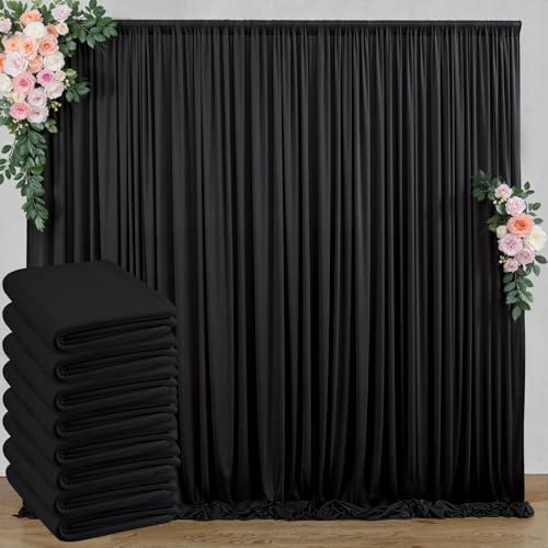 40 ft x 8 ft Black Backdrop Curtain for Parties, 8 Panels 5 ft x 8 ft Wrinkle Free Polyester Photo Black