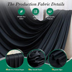 40 ft x 8 ft Black Backdrop Curtain for Parties, 8 Panels 5 ft x 8 ft Wrinkle Free Polyester Photo Black, alternate view 5
