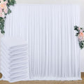 40 ft x 8 ft White Backdrop Curtain Drapes for Wedding Parties, 8 Panels 5 ft x 8 ft Wrinkle Free Polyester
