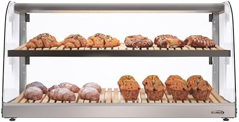 40 in. Glass Countertop Dry Bakery Display Case with Two Shelves and Bamboo Trays (DC-53C-B) in 40 in. - 2