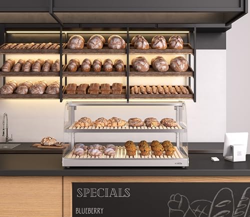 40 in. Glass Countertop Dry Bakery Display Case with Two Shelves and Bamboo Trays (DC-53C-B) in 40 in. - 2, alternate view 2