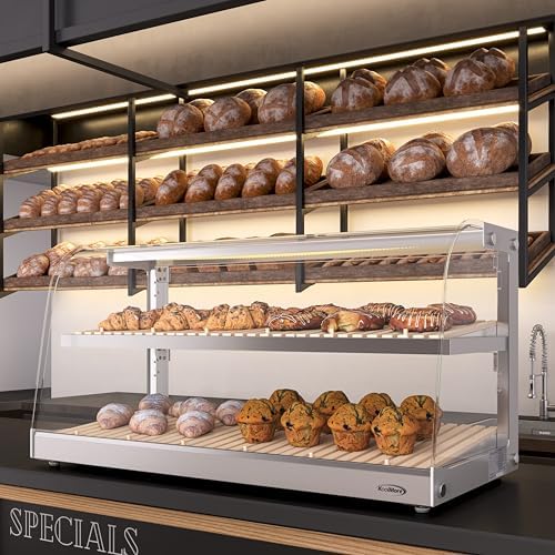 40 in. Glass Countertop Dry Bakery Display Case with Two Shelves and Bamboo Trays (DC-53C-B) in 40 in. - 2, alternate view 6