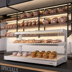 40 in. Glass Countertop Dry Bakery Display Case with Two Shelves and Bamboo Trays (DC-53C-B) in 40 in. - 2, alternate view 6