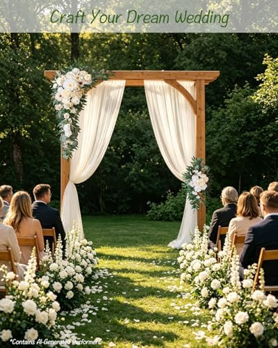 40 inch 2 Pack Faux Wedding Arch Flowers, Ivory White Floral Swag, alternate view 2