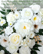 40 inch 2 Pack Faux Wedding Arch Flowers, Ivory White Floral Swag, alternate view 4