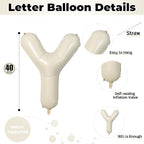 40 Inch Beige BOY Balloons, Large Cream White Sand BOY Balloon Letters with Ribbon, Ivory Alphabet Boy Balloon, alternate