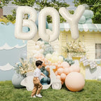 40 Inch Beige BOY Balloons, Large Cream White Sand BOY Balloon Letters with Ribbon, Ivory Alphabet Boy Balloon, alternate