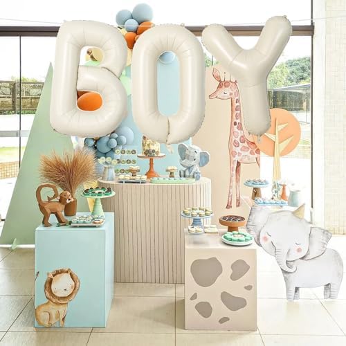 40 Inch Beige BOY Balloons, Large Cream White Sand BOY Balloon Letters with Ribbon, Ivory Alphabet Boy Balloon, alternate