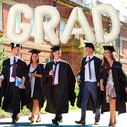 40 Inch Beige GRAD Balloons for Graduation Party Decorations, Large Cream White Sand Grad Balloons Letter, Ivory, alternate