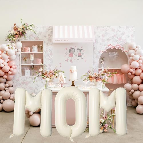 40 Inch Beige Mom Balloons for Mothers Day Decorations, Large Cream Mother's Day Mylar Foil Balloon Letter, alternate view 6