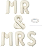 40 Inch Beige MR & MRS Balloons for Wedding Decor, Large Cream Mr and Mrs Foil Balloon Letter, Ivory White Sand
