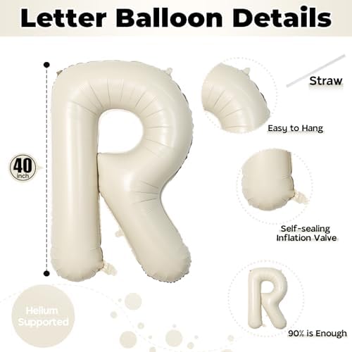 40 Inch Beige MR & MRS Balloons for Wedding Decor, Large Cream Mr and Mrs Foil Balloon Letter, Ivory White Sand, alternate