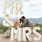 40 Inch Beige MR & MRS Balloons for Wedding Decor, Large Cream Mr and Mrs Foil Balloon Letter, Ivory White Sand, alternate