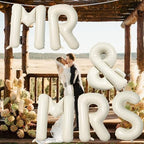 40 Inch Beige MR & MRS Balloons for Wedding Decor, Large Cream Mr and Mrs Foil Balloon Letter, Ivory White Sand, alternate
