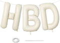 40 Inch Cream HBD Balloons for Boho Birthday Party Decorations, Giant Beige HBD Letter Foil Mylar Balloon Banner