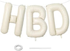 40 Inch Cream HBD Balloons for Boho Birthday Party Decorations, Giant Beige HBD Letter Foil Mylar Balloon Banner