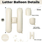 40 Inch Cream HBD Balloons for Boho Birthday Party Decorations, Giant Beige HBD Letter Foil Mylar Balloon Banner, alternate