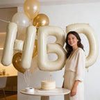 40 Inch Cream HBD Balloons for Boho Birthday Party Decorations, Giant Beige HBD Letter Foil Mylar Balloon Banner, alternate