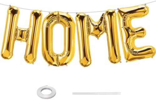 40 Inch Gold HOME Balloon Letters for Housewarming Party Decorations, Large Metallic Gold Chrome New Home Sweet
