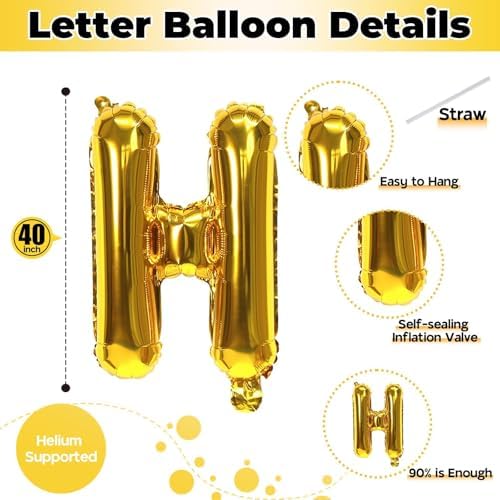 40 Inch Gold HOME Balloon Letters for Housewarming Party Decorations, Large Metallic Gold Chrome New Home Sweet, alternate