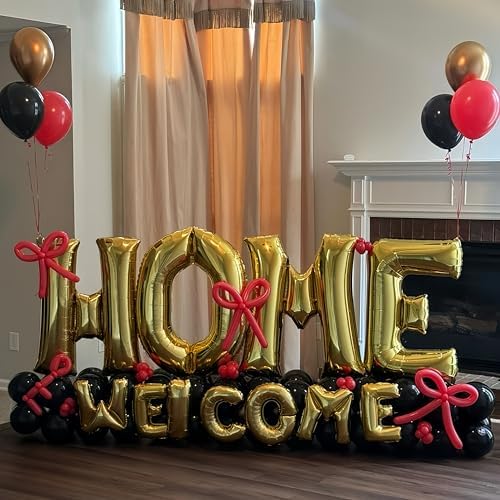 40 Inch Gold HOME Balloon Letters for Housewarming Party Decorations, Large Metallic Gold Chrome New Home Sweet, alternate