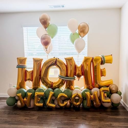 40 Inch Gold HOME Balloon Letters for Housewarming Party Decorations, Large Metallic Gold Chrome New Home Sweet, alternate