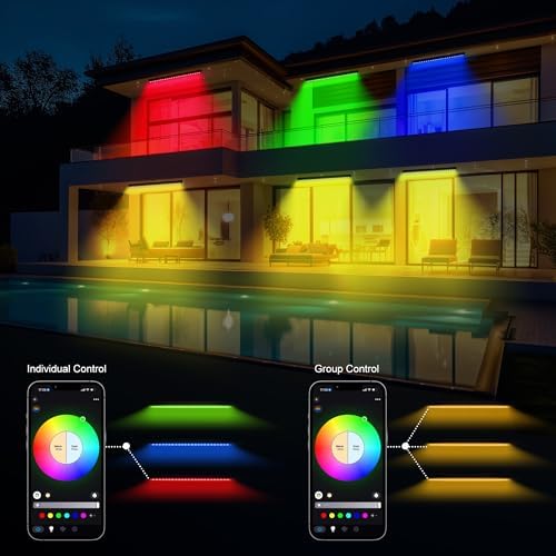 40-Inch Linkable LED Wall Washer Light Bar - Smart RGBCW Color Changing LED, Bluetooth & RF Remote Control, alternate view 4