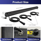 40-Inch Linkable LED Wall Washer Light Bar - Smart RGBCW Color Changing LED, Bluetooth & RF Remote Control, alternate view 7