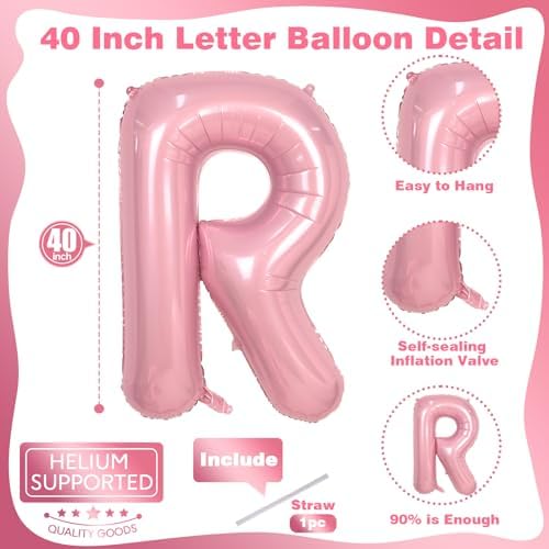 40 Inch Pastel Pink BRIDE Balloons Bachelorette for Bridal Shower, Light Pink BRIDE Mylar Foil Balloon Letter, alternate view