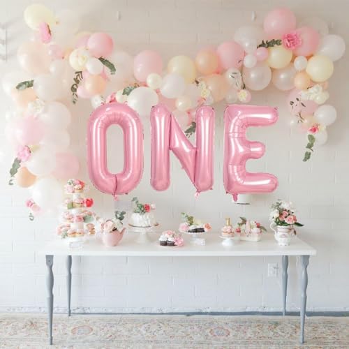 40 Inch Pastel Pink ONE Balloon for 1st Birthday - Light Pink Letters With Ribbon - Baby Pearl Alphabet for, alternate view 6