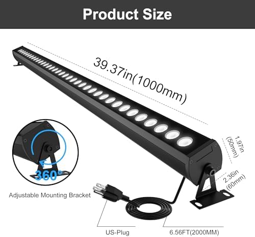 40′′ LED Wall Washer Light Bar, 4000K Neutral White 36W Outdoor Light, IP65 120V AC Plug-in LED Flood Bar with, alternate