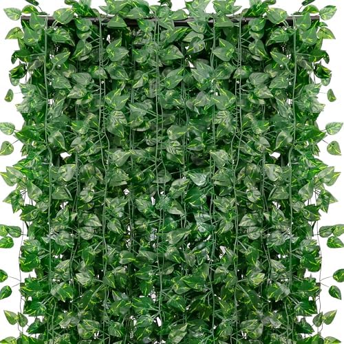 40 Pack 280 Feet Fake Greenery Hanging Garland, Artificial Ivy Leaf Plants, Vine Leaves, Flowers Foliage for
