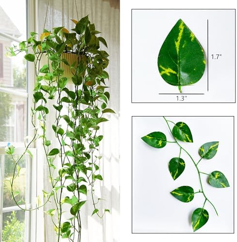 40 Pack 280 Feet Fake Greenery Hanging Garland, Artificial Ivy Leaf Plants, Vine Leaves, Flowers Foliage for, alternate view