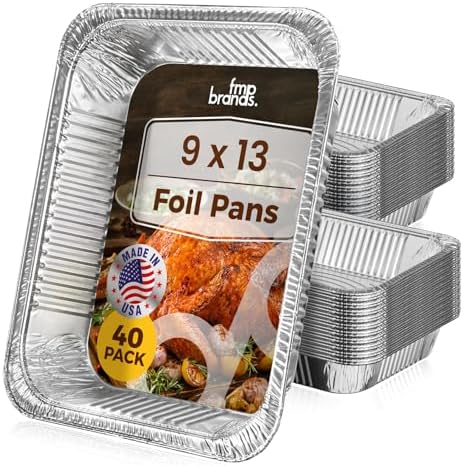 40 Pack 9x13 Aluminum Foil Pans - Heavy Duty Half Size Baking Pans Disposable for Roasting, Cooking, Serving