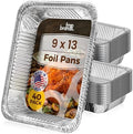 40 Pack 9x13 Aluminum Foil Pans - Heavy Duty Half Size Baking Pans Disposable for Roasting, Cooking, Serving