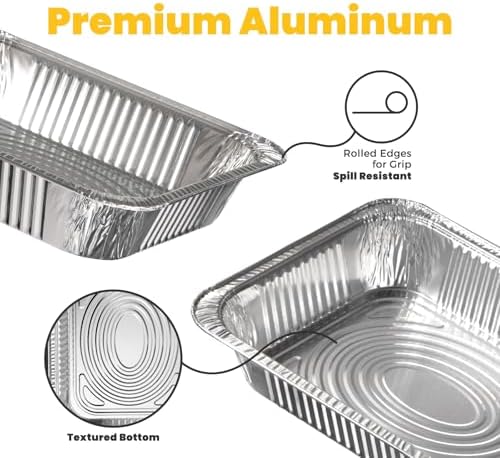 40 Pack 9x13 Aluminum Foil Pans - Heavy Duty Half Size Baking Pans Disposable for Roasting, Cooking, Serving, alternate view