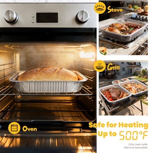 40 Pack 9x13 Aluminum Foil Pans - Heavy Duty Half Size Baking Pans Disposable for Roasting, Cooking, Serving, alternate view