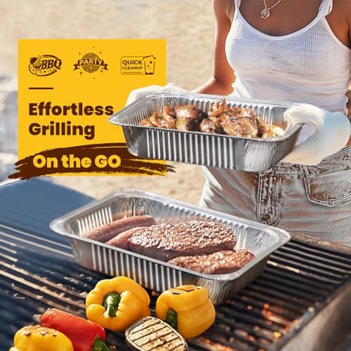 40 Pack 9x13 Aluminum Foil Pans - Heavy Duty Half Size Baking Pans Disposable for Roasting, Cooking, Serving, alternate view