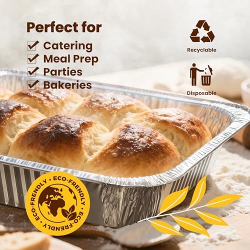 40 Pack 9x13 Aluminum Foil Pans - Heavy Duty Half Size Baking Pans Disposable for Roasting, Cooking, Serving, alternate view
