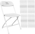 40 Pack White Plastic Folding Chairs, Steel Frame,350lb