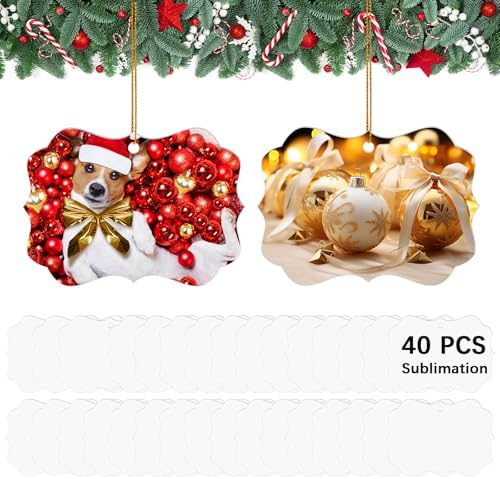 40 pcs 3.9" × 2.8" Metal Sublimation Ornament Blank, Double Sided Sublimation Ornaments, Sublimation Christmas