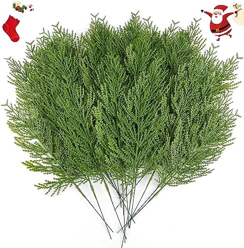 40 Pcs Artificial Cedar Picks, Christmas Greenery Pine Stems